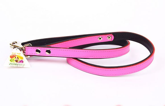 FLACHLEDERLEINE LÄNGE 120 CM ROSA/SCHWARZ